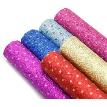 6 Pcs 20*34cm Fine Glitter Faux Leather for Crafting Earrings and Bags