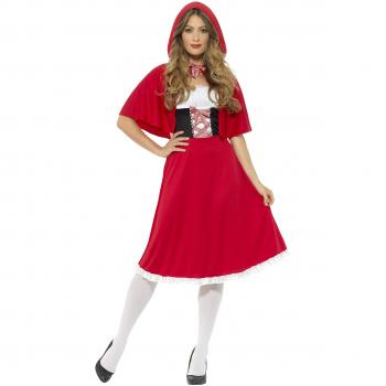 Smiffys Rotkäppchen Kostüm für Damen, Langes Kleid mit Umhang, XS, 44685