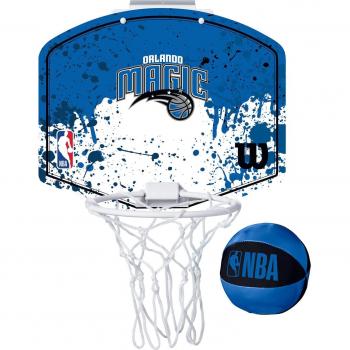 Set de minicanasta Wilson NBA Team Mini Orlando Magic, aros de baloncesto miniatura, diseño unisex, tablero azul con logo de Orlando Magic