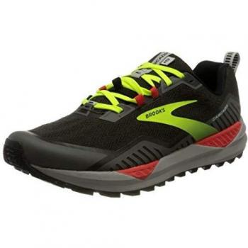 Men’s Brooks Cascadia 15 Running Shoe – Black with Tomato Detail (UK 8)