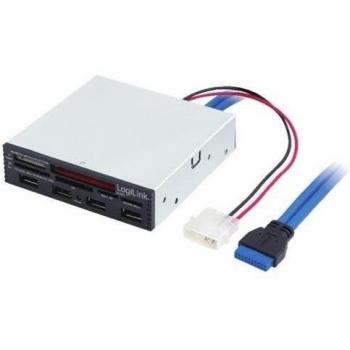 LogiLink Lettore Scrittore di Memorie Int. USB 3.0 Alloggio 3,5'' con HUB 3 Porte Bianco IUSB3-CARD-4P2