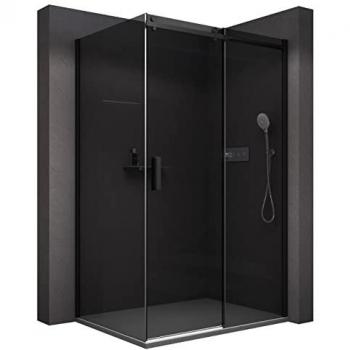 Douche coulissante noire mat avec verre fumé