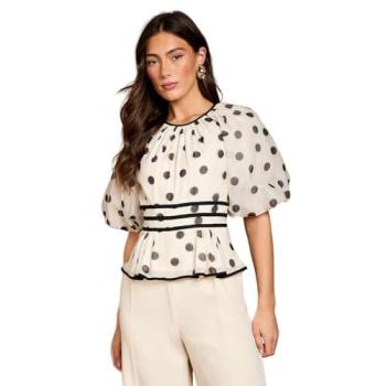 Women's Beige Puff Sleeve 2-in-1 Jumpsuit