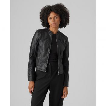Giacca in Ecopelle Nera Vero Moda Favodona con Collo alla Coreana
