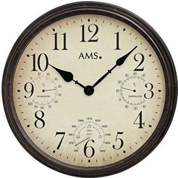 AMS Wanduhr in Braun, Modell „W9463“ mit 42 cm Durchmesser