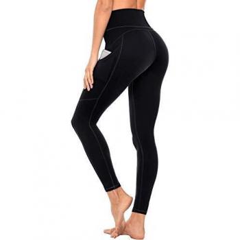 Damen Anwell Sportleggings – Lang, Slim Fit, schwarz, mit Tasche