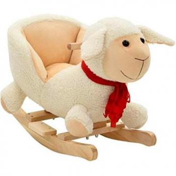 White Plush Rocking Sheep with Backrest 60x32x50 cm