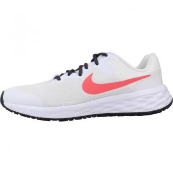 NIKE REVOLUTION 6 NN GS Zapatillas deportivas blancas y corales (color 101) para mujer, niña y