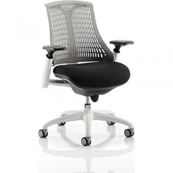 Flex Task Operator Chair White Frame Black Fabric Seat