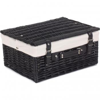 40cm Black Willow Picnic Basket with Cotton Lining
