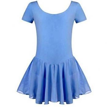 Kurzarm Ballettkleidung Mädchen 150 Blau – Body & Wickelrock