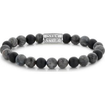 Rebel & Rose Armband 1 ct – Edelstahlarmband mit 8 mm grauen Steinen (44,99 €)