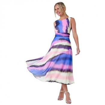 Purple Roman Tie-Dye Gathered Midi Dress – Women's Petite, 16