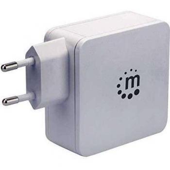 Ultraschnelles 60W Power Delivery USB-C Netzteil mit 2.4A USB-A Ladeport und weißer Farbe