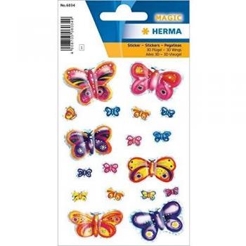 HERMA 6034 Schmetterlinge 3D Flügel Magic Sticker 84x120 mm 1 Blatt