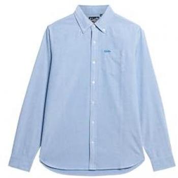 Manga Larga Oxford Azul Superdry – Modelo Casual