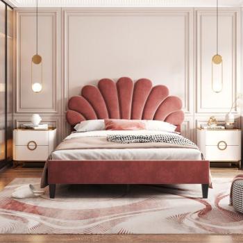 Letto Imbottito 140x200 cm “Fiore” con Rete a Doghe e Testiera in Pelle