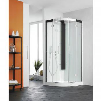 Draaideur Douchebak Horizon 12” Kwartrond Thermo Zwart 90x90