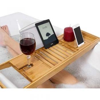 Tranquil Beauty Bamboo Extendable Bath Caddy Bridge