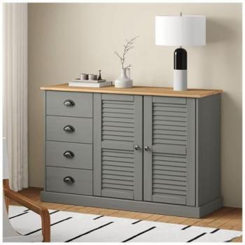 The Living Store VIGO Schubladensideboard aus massivem Kiefer – 113 × 40 × 75 cm