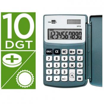 Calculatrice portable XF15 10 chiffres avec couvercle solaire couleur grise 123x75x12 mm
