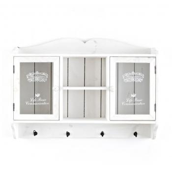 Country Charm Wooden Locker, Weathered White Style