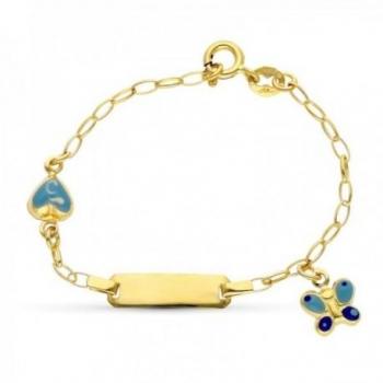 Esclava oro 18k para bebé con detalle de mariposa y corazón