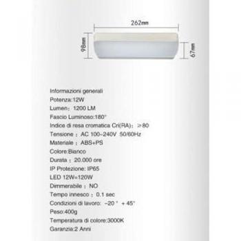 Applique LED da Parete 12W IP65 Luce Fredda 4000K