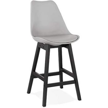 Tabouret confortable 'CAMILA MINI' gris et noir, hauteur mi-sol