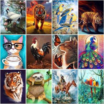 Diamond Painting Tiger Butterfly Design – Full Circle (20x30cm, Red)