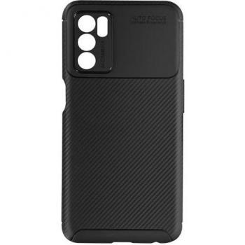 Cover Avizar per Oppo A16/A16s: Fin. Carbonio, Bordi Rialzati, Colore Nero