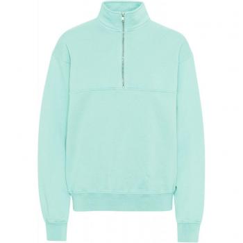 Sweatshirt 1/4 rits Kleurvol Standaard Duurzaam licht aqua