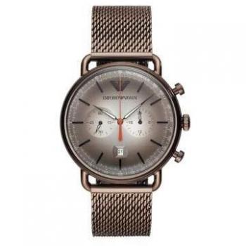 Emporio Armani Men's Brown Mesh Chronograph Watch