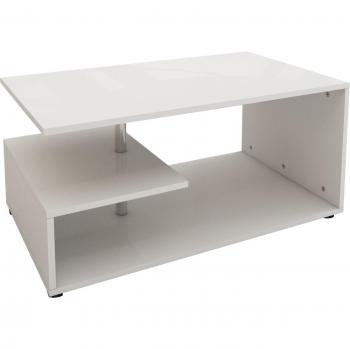 Praktischer Couchtisch 91x41x52,6 cm in Weiß mit Ablageflächen