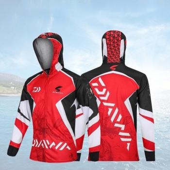 Dawa Herren Anglerjacke, Sonnenschutz, langärmelig, rot, atmungsaktiv und leicht