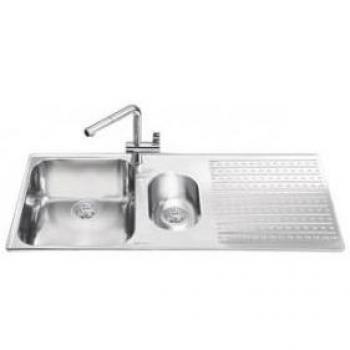 Lavello Smeg 2 vasche gocciolatoio destro 100x50 inox spazzolato LTS102D2