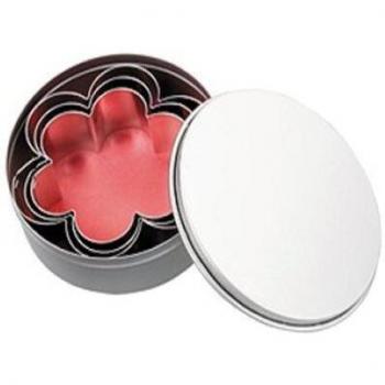 Silver Tinplate Cookie Cutters, Floral Design – 6 Pieces