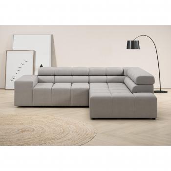 Ecksofa „Ancona“ INOSIGN – L‑Form, Kopfteil & 3 Zierkissen, motorische Sitztiefenverstellung optional – Hellgrau