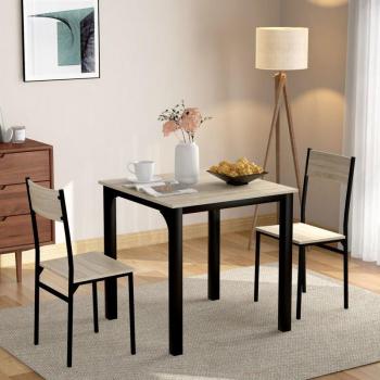 Tavolo & Sedie in Legno Chiaro con Gambe Metallo