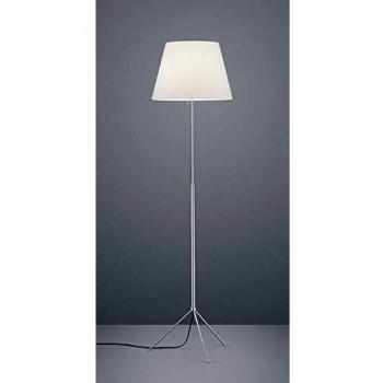 CERTO Stehlampe – Chrommatte Nickel, weißer Chintz, E27 bis 60 W