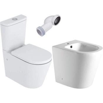 Set de Baño: Inodoro Redondo y Cisterna con Bidet