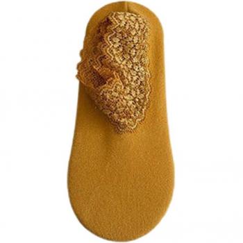1 paire de chaussettes chaudes en coton pour femmes, automne-hiver, dentelle, silicone antidérapant