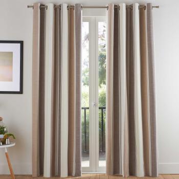 Rideau chambray beige à oeillets occultants