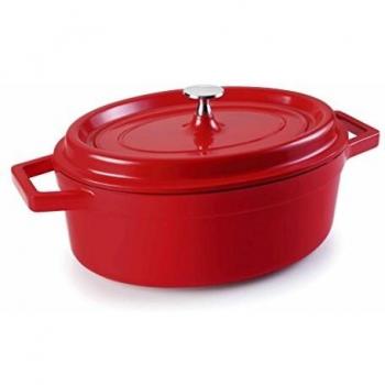 Cocotte oval roja con tapa aluminio fundido de Lacor