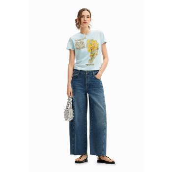 Desigual, T-shirt com Patches Florais, Algodão, Cor Azul, L