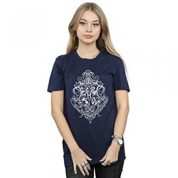 Harry Potter Women's Navy Blue Hogwarts Draco Dormiens Crest T-Shirt