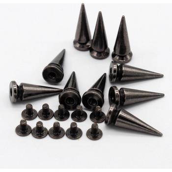 Punk‑Belt Zubehör: 10 Metallkegel (Schwarz/Gold), Kappen & Bolzen – Handwerk