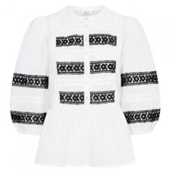 B.YOUNG Damen‑Bluse „Kurzarmbluse BYIcot“ – Größe 38, Weiß‑Mix