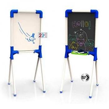Tableau Junior Chicos 2 en 1 avec craie et marqueur, inclut 1 feutre et 10 craies, pour enfants à partir de 36 mois