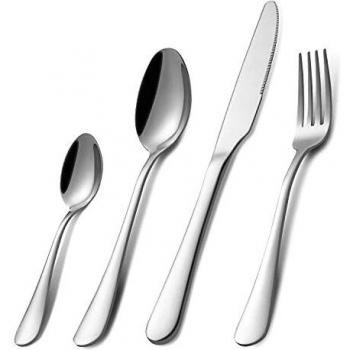 Dishwasher‑Safe Platinum Knife Fork Spoon Set